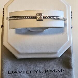 David Yurman Diamond Pave Confetti Sterling Silver Bangle Bracelet